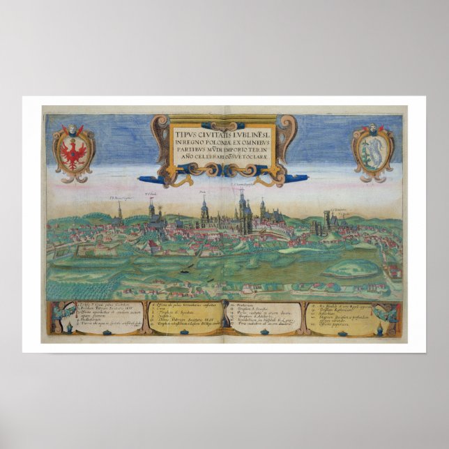 Poster Mapa de Lublin, de Civitates Orbis Terrarum por (Frente)