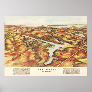 Pôster Mapa de Lynn Woods, Massachusetts, em 1904