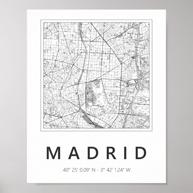 Poster Mapa de Madrid minimalista (Frente)