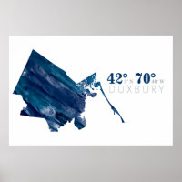 Mapa de MÃES Duxbury da Cor Azul com Coordenadas