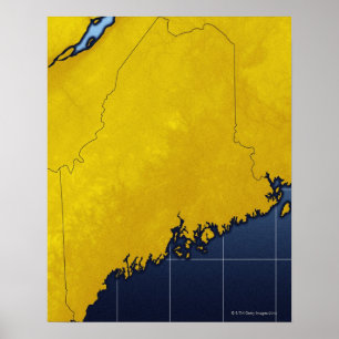 Pôster Mapa de Maine