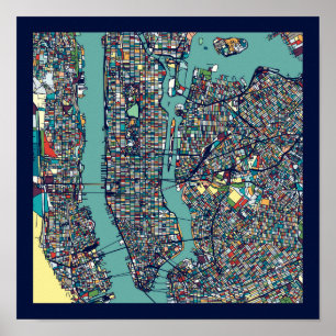 Poster Mapa de Manhattan Nova Iorque