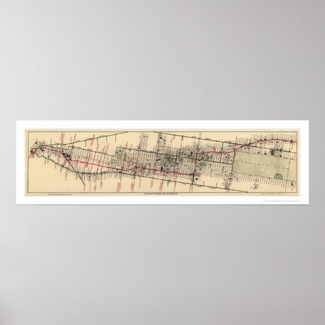 Poster Mapa de Manhattan Nova Iorque 1906 (Frente)