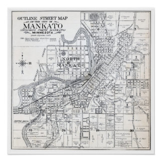 Pôster Mapa de Mankato de 1914