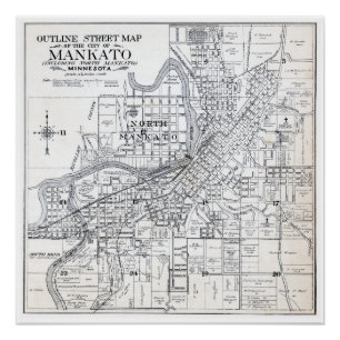 Pôster Mapa de Mankato desde 1914