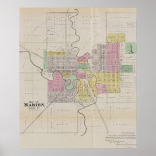 Pôster Mapa de Marion, o Condado de Marion, Kansas
