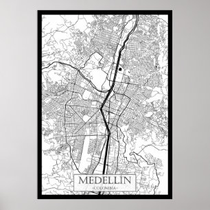 Poster Mapa de Medellín Colômbia