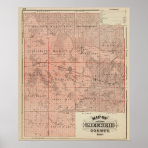 Poster Mapa de Meeker County, Minnesota