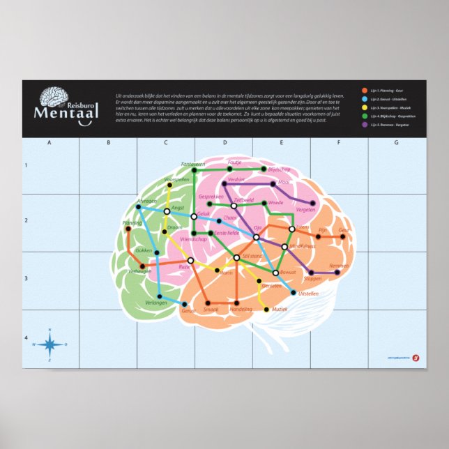 Poster Mapa de Mentaal Reisburo Hersen (Frente)