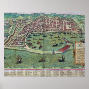 Poster Mapa de Messina, de "Civitates Orbis Terrarum"