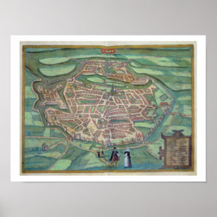 Pôster Mapa de Metz, de "Civitates Orbis Terrarum" pelo