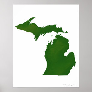 Pôster Mapa de Michigan