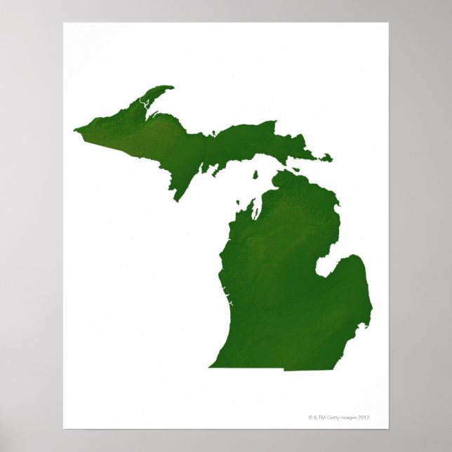 Pôster Mapa de Michigan (Frente)