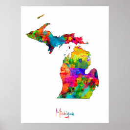 Poster Mapa de Michigan