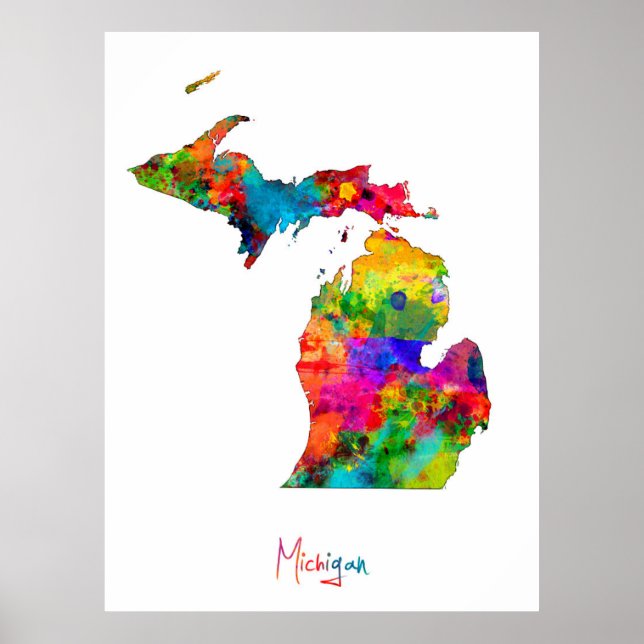 Poster Mapa de Michigan (Frente)