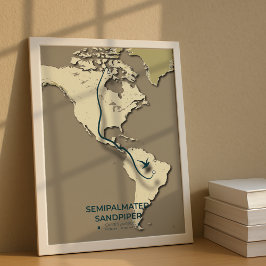 Poster Mapa de migração de Sandpiper semipalmado - Minima