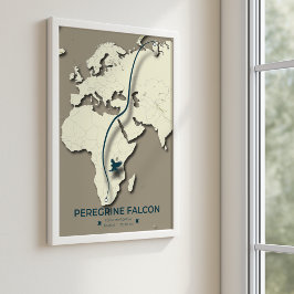 Poster Mapa de migração do Falcão Peregrino - Minimalista