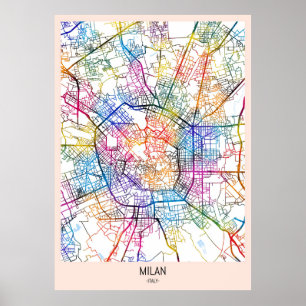 Poster Mapa de Milão Itália
