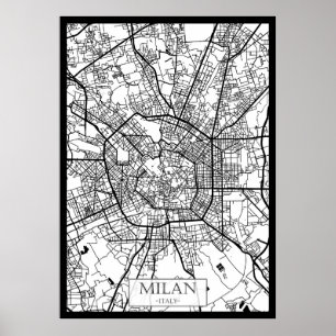 Poster Mapa de Milão Itália