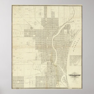 Pôster Mapa de Milwaukee