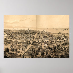 Poster Mapa de Milwaukee WI (1854)