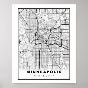 Poster Mapa de Minneapolis