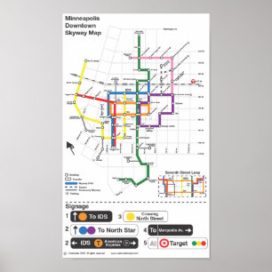 Pôster Mapa de Minneapolis Skyway