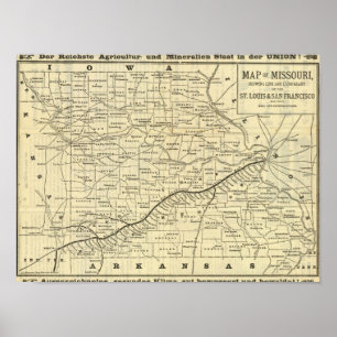 Pôster Mapa de Missouri 2