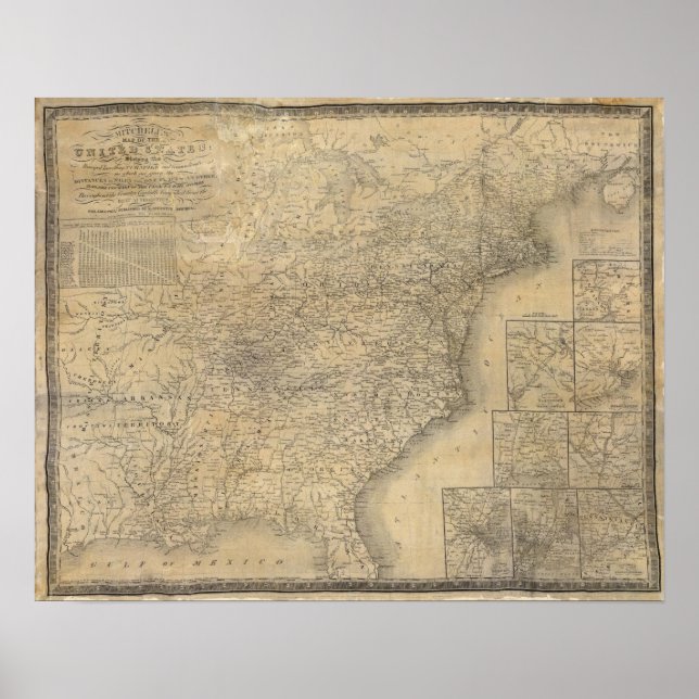 Poster Mapa de Mitchell dos Estados Unidos (Frente)