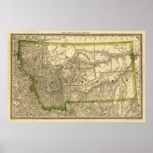 Poster Mapa de Montana indexado (1881) (Frente)