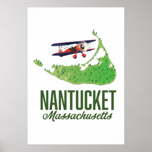 Poster Mapa de Nantucket Massachusetts