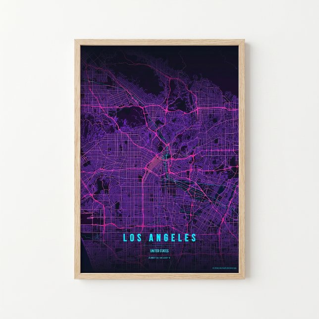 Poster Mapa de Neon de Los Angeles Arte de Parede Impress (Criador carregado)