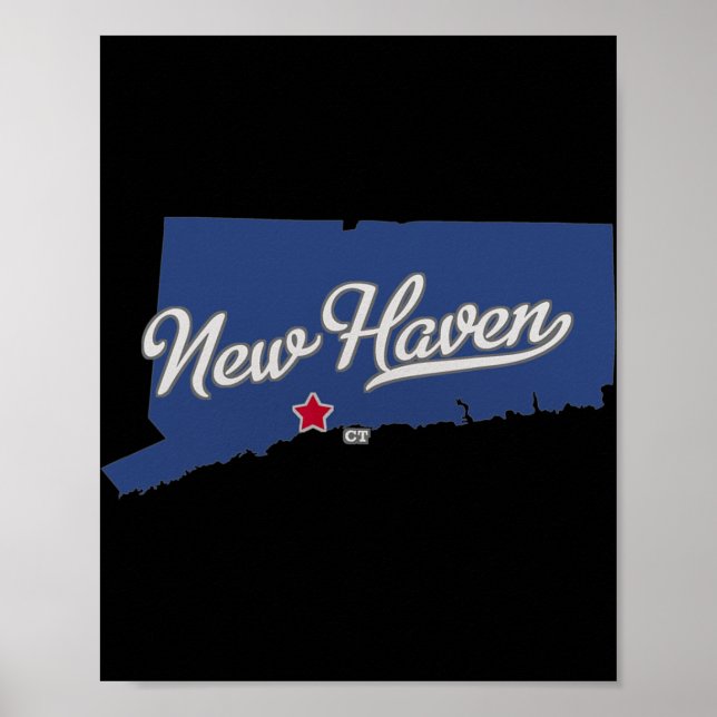 Poster Mapa de New Haven Connecticut Ct (Frente)