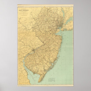 Pôster Mapa de New-jersey