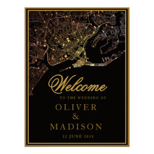 Pôster Mapa de Newport Rhode Island casamento dourado Bem