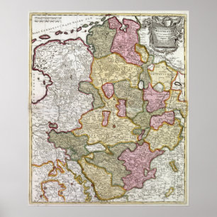 Pôster Mapa de Niederrhein-Westfalen