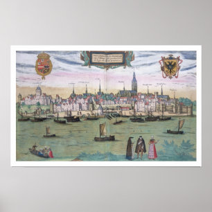 Poster Mapa de Nijmegen, de "Civitates Orbis Terrarum" b