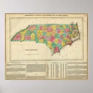 Poster Mapa de North Carolina