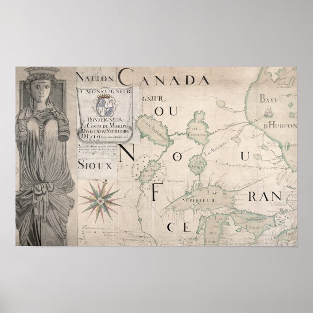 Pôster Mapa de Nouvelle-France 1699 (Frente)