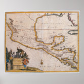 Póster Mapa antigo da Espanha e Portugal na década de 170