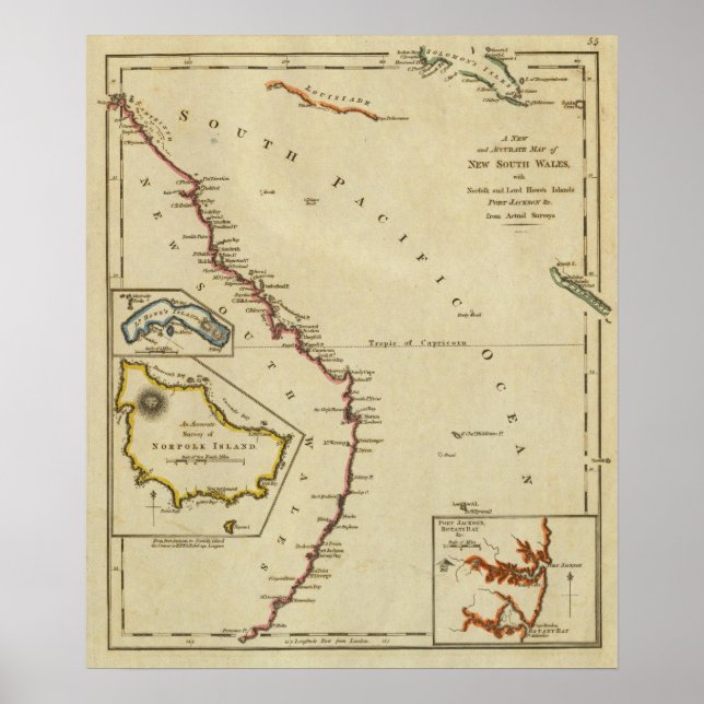 Poster Mapa de Nova Gales do Sul (Frente)
