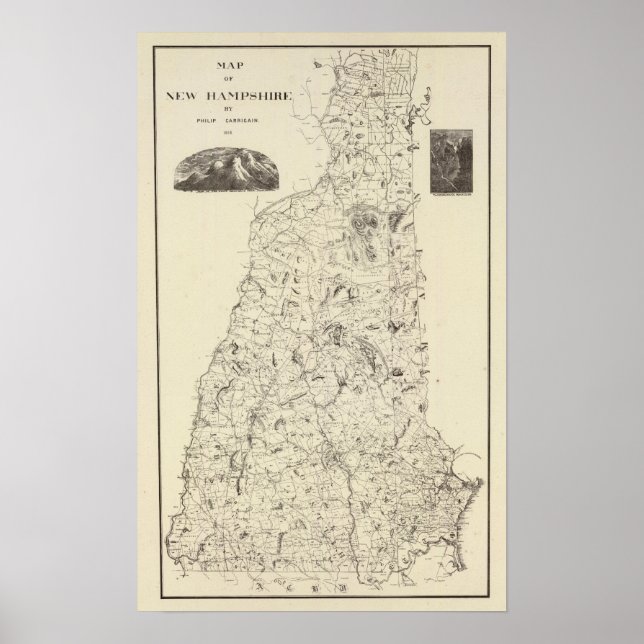 Poster Mapa de Nova Hampshire 1816 (Frente)