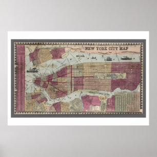 Poster Mapa de Nova Iorque (1857)