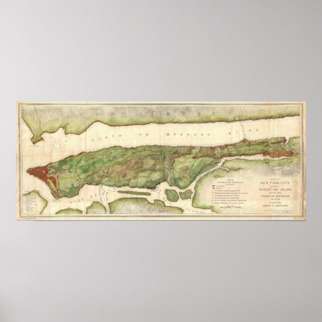 Pôster Mapa de Nova Iorque durante o mapa revolucionário  (Frente)