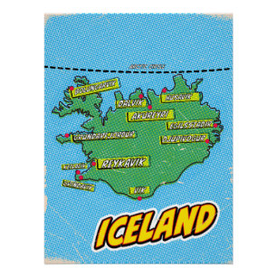 Pôster Mapa de Nova Iorque ilustrado com pop Art