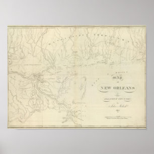 Poster Mapa de Nova Orleães