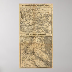 Poster Mapa de Nova Orleães e de país circunvizinho