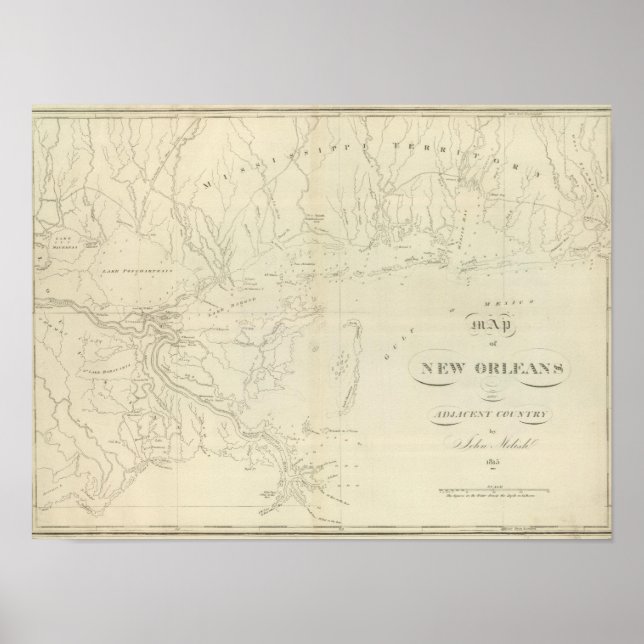 Poster Mapa de Nova Orleans (Frente)