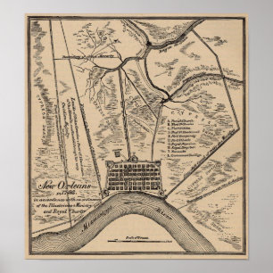 Pôster Mapa de Nova Orleans 1798