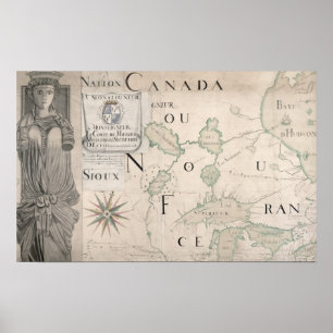 Pôster Mapa de Novo-France 1699